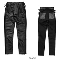 【在庫限り】ROP-62 レースアップレザーパンツ BLACK