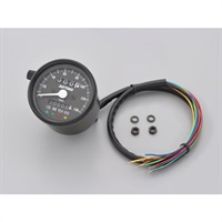 機械式スピードメーター (インジケーター付き) Φ60 ホワイトLED照明 140km / h ブラックボディ