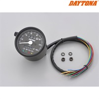 15626 機械式スピードメーター φ60 ホワイトLED照明 ブラックボディ/ブラックパネル インジケーター付き
